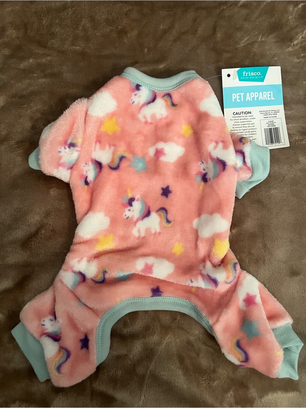 XS Frisco Pink Unicorn Fleece Dog Pajamas